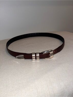 Classic Men's Brown Leather Belt with Silver Buckle